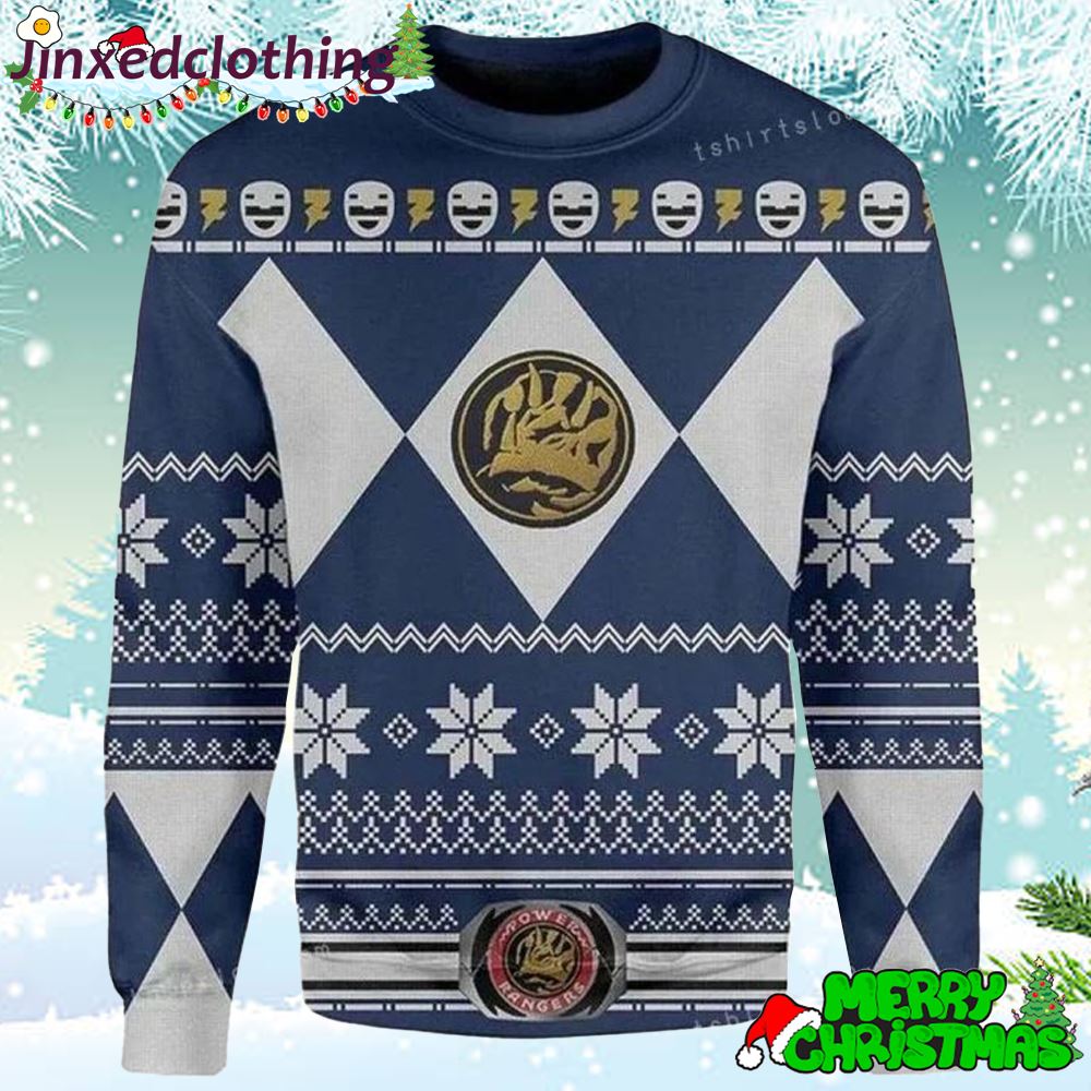 Mighty Morphin Blue Power Rangers Ugly Sweater 